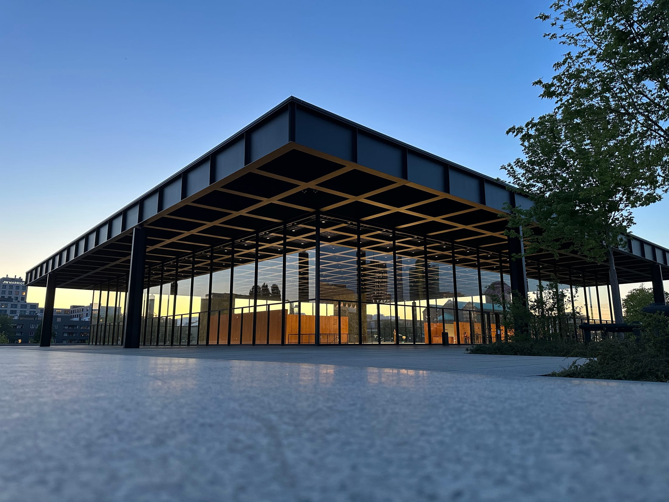 Neue Nationalgalerie in Berlin in the evening